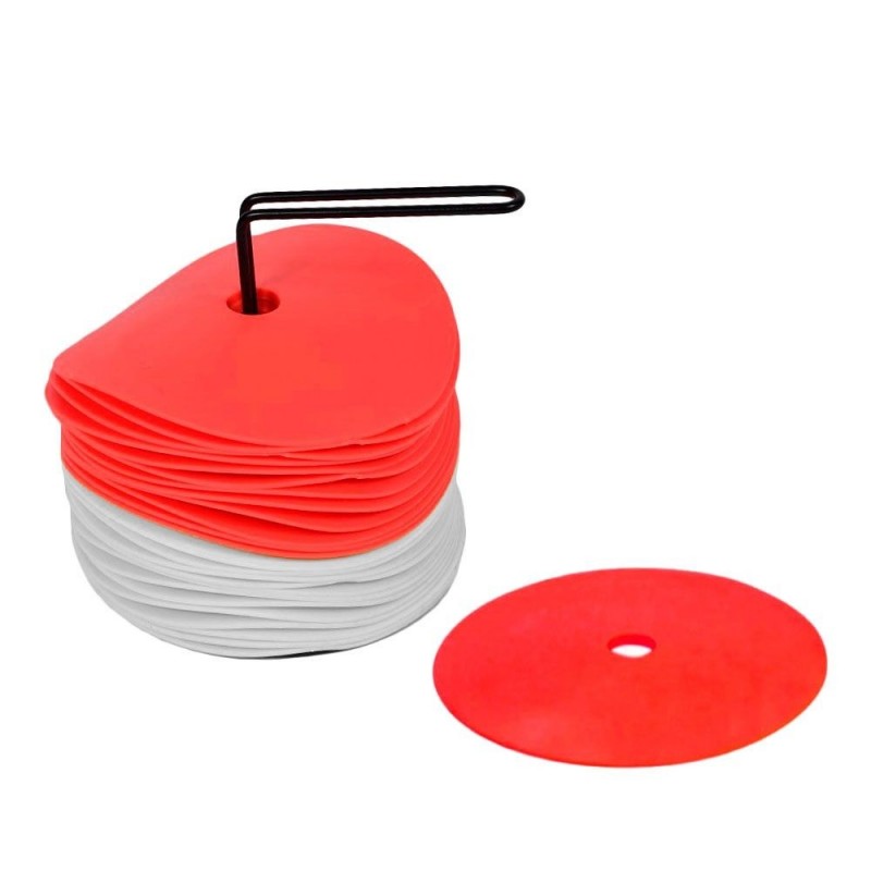 Set 24 Discos Delimitadores Entrenamiento Zastor AG-24B Blanco/Rojo