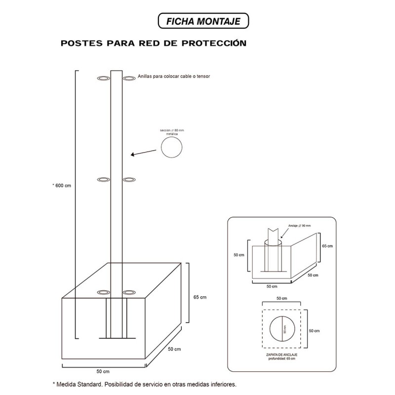 Poste Galvanizado 6 mts Para Red Protección