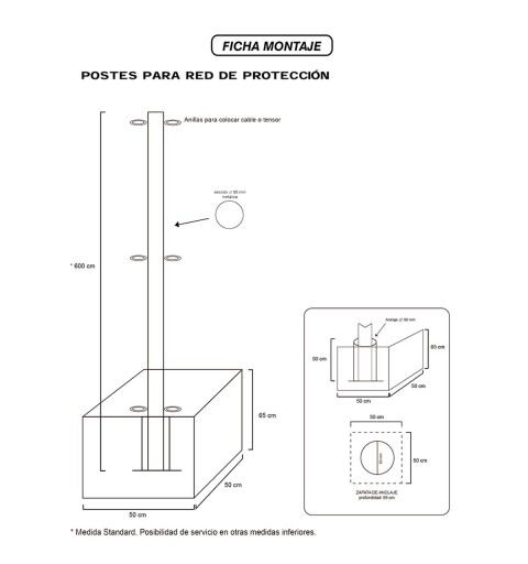 Poste Galvanizado 6 mts Para Red Protección