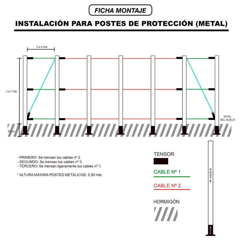 Poste Galvanizado 6 mts Para Red Protección