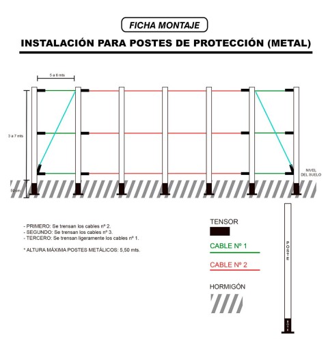 Poste Galvanizado 6 mts Para Red Protección