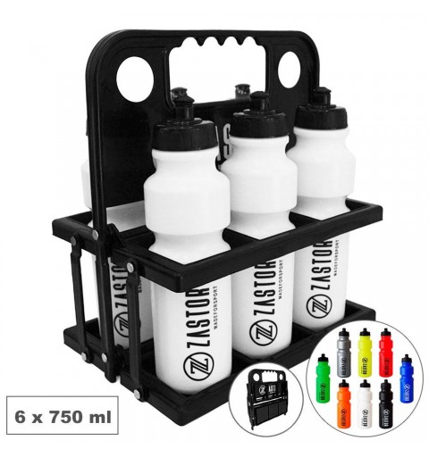 Pack 6 Botellas 750 ml con Botellero Plegable Negro