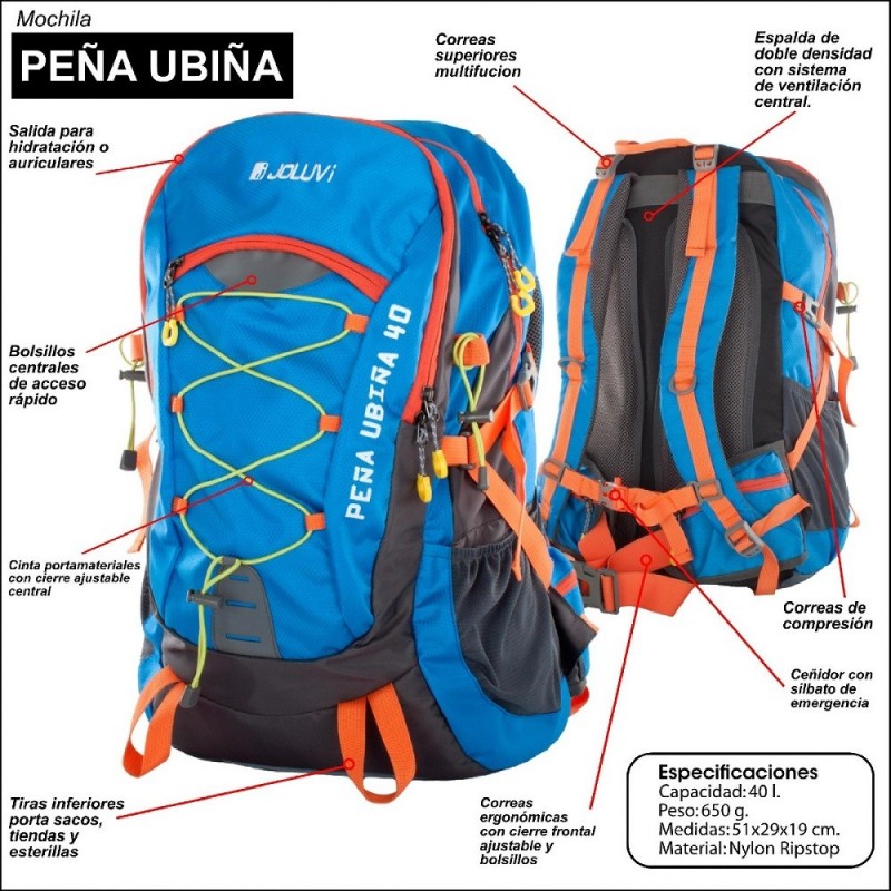 Mochila Trekking Joluvi Peñaubina 40 Azul Royal