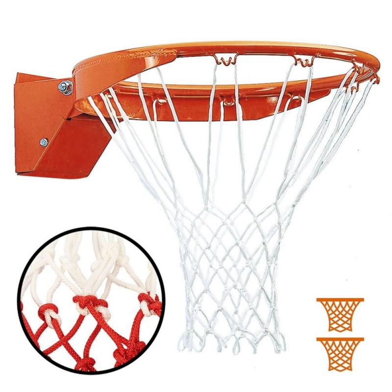 Juego Redes Baloncesto PRO Blanco/Rojo 6 mm