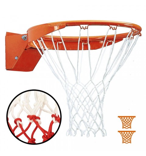 Juego Redes Baloncesto PRO Blanco/Rojo 6 mm