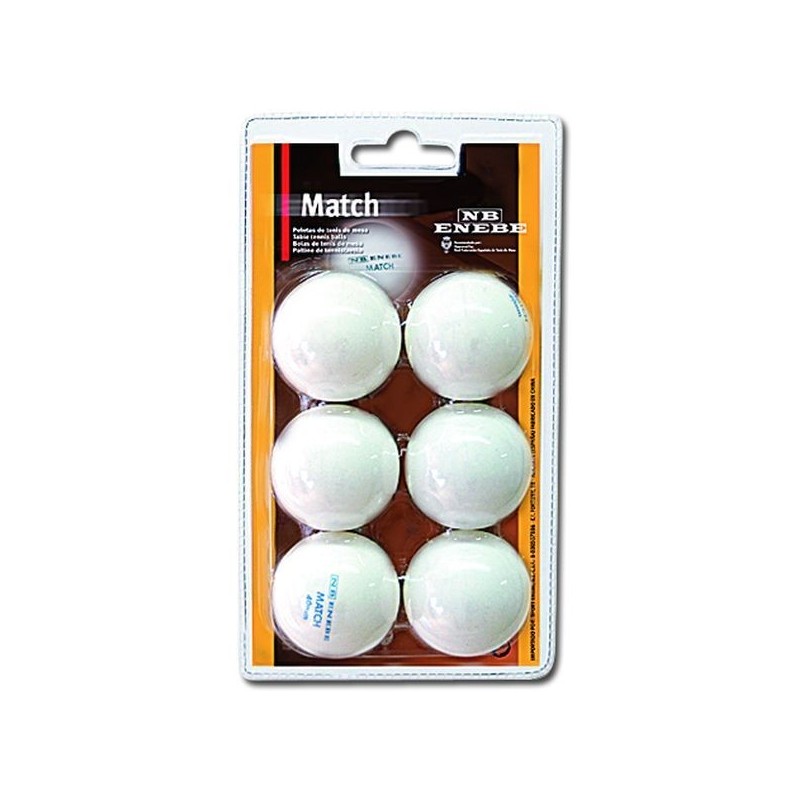 Blister 6 Pelotas Ping Pong Enebe Match Blanca