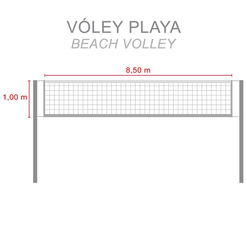 dimensiones red voley playa