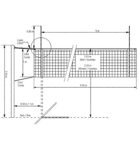 medidas antena red voleibol