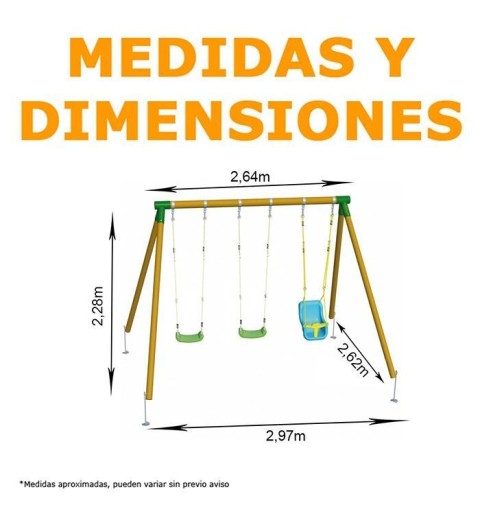 Columpio Etna Triple Con Asiento Bebé