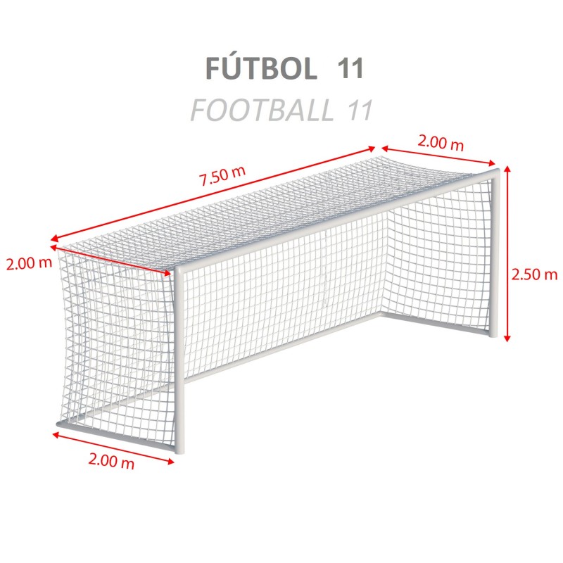 Dimensiones redes cajón para fútbol